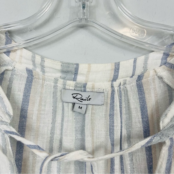 RAILS JASMINE STRIPE DRESS LONG SLEEVE LINEN BLEND IMETALLIC FIJI STRIPE REVOLVE - Picture 6 of 16